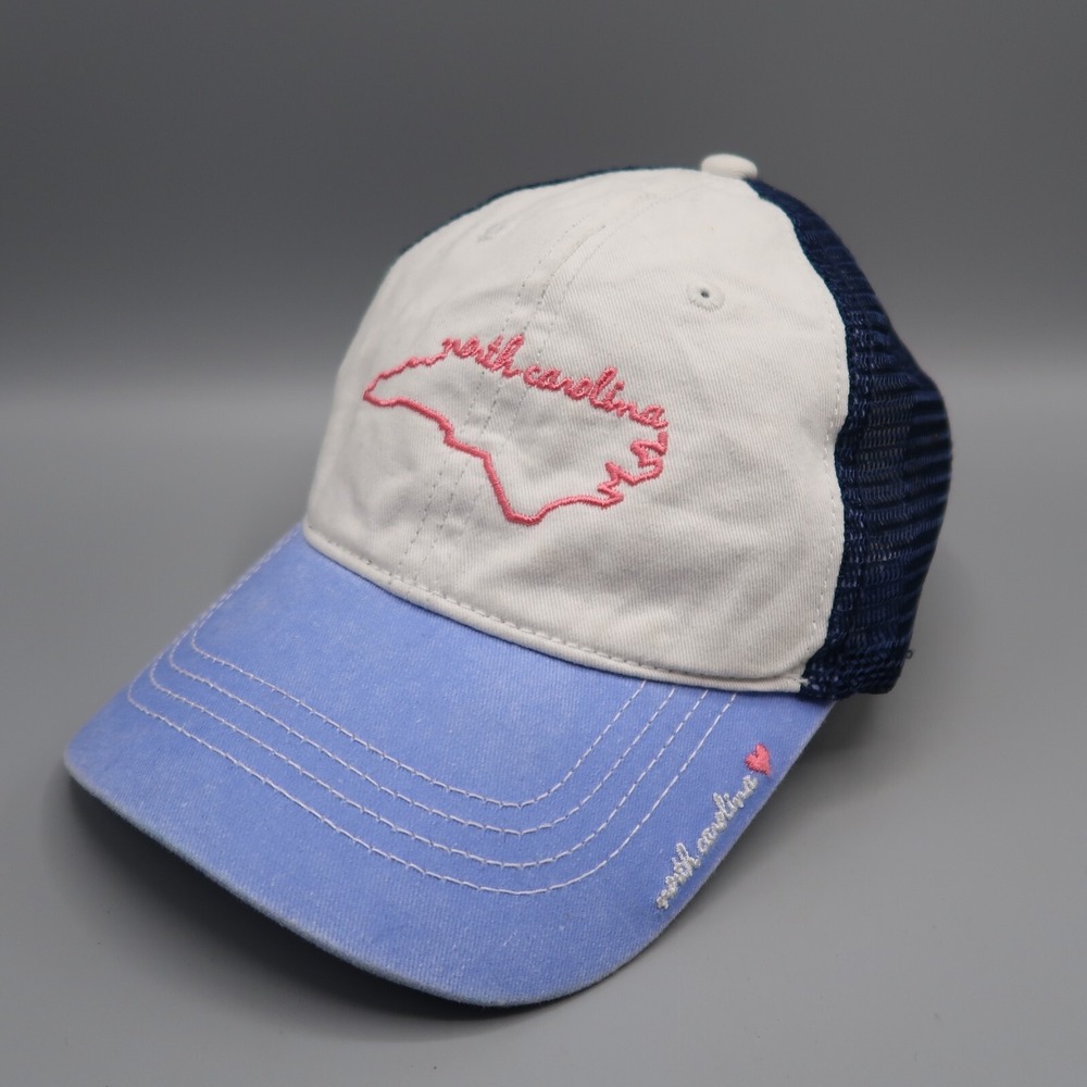 North Carolina Hat Embroidered State Blue White Pink Adjustable‎ Travel